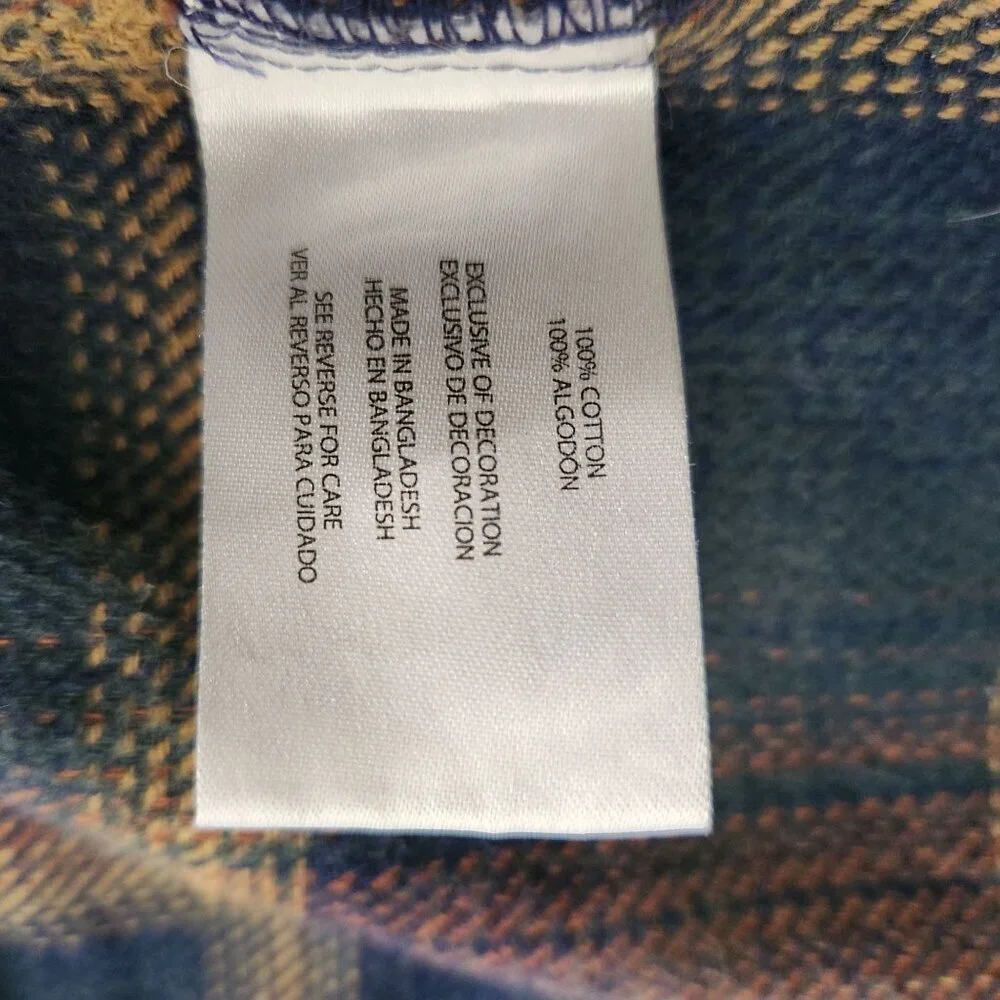 Orvis Shirt Shacket Medium Blue Yellow Plaid Chore Cottage Western Flannel Heavy